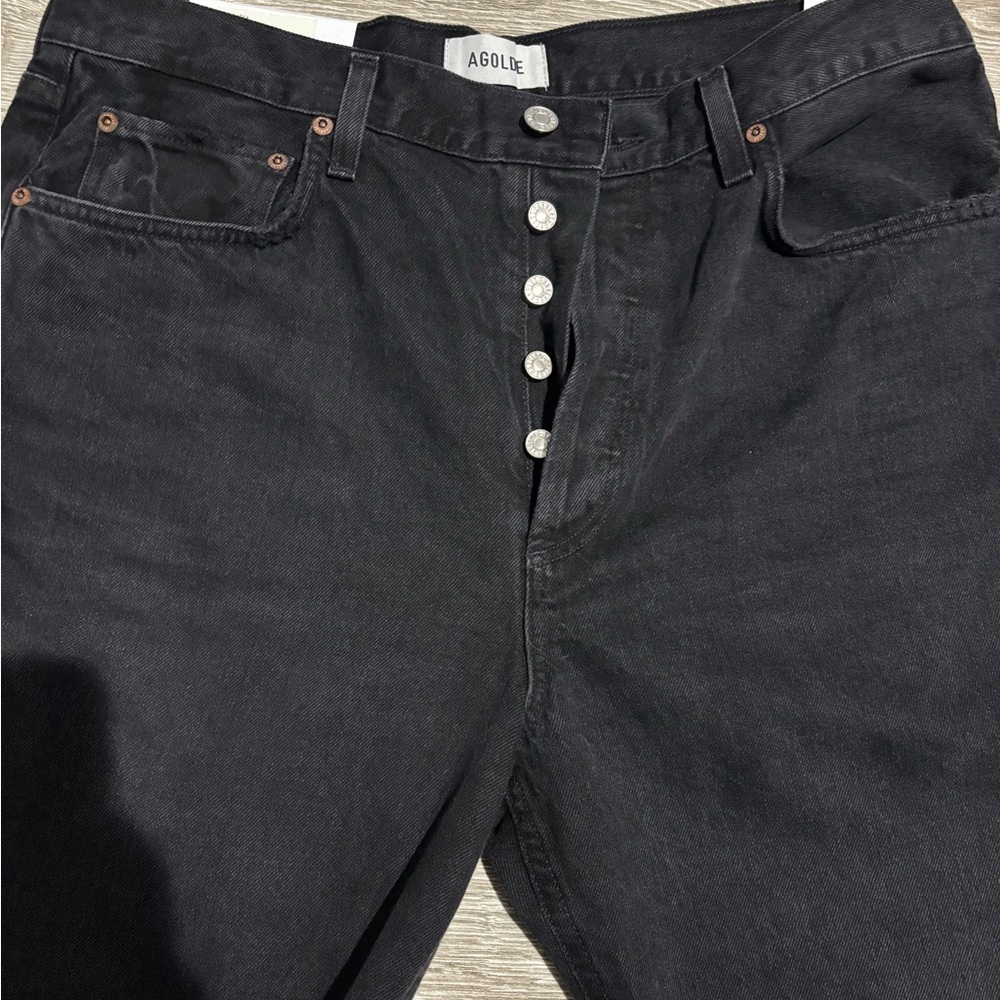 AGOLDE Kelly Jean in Fuse Black Distressed Straight Leg Size 31 NWT - Picture 11 of 13